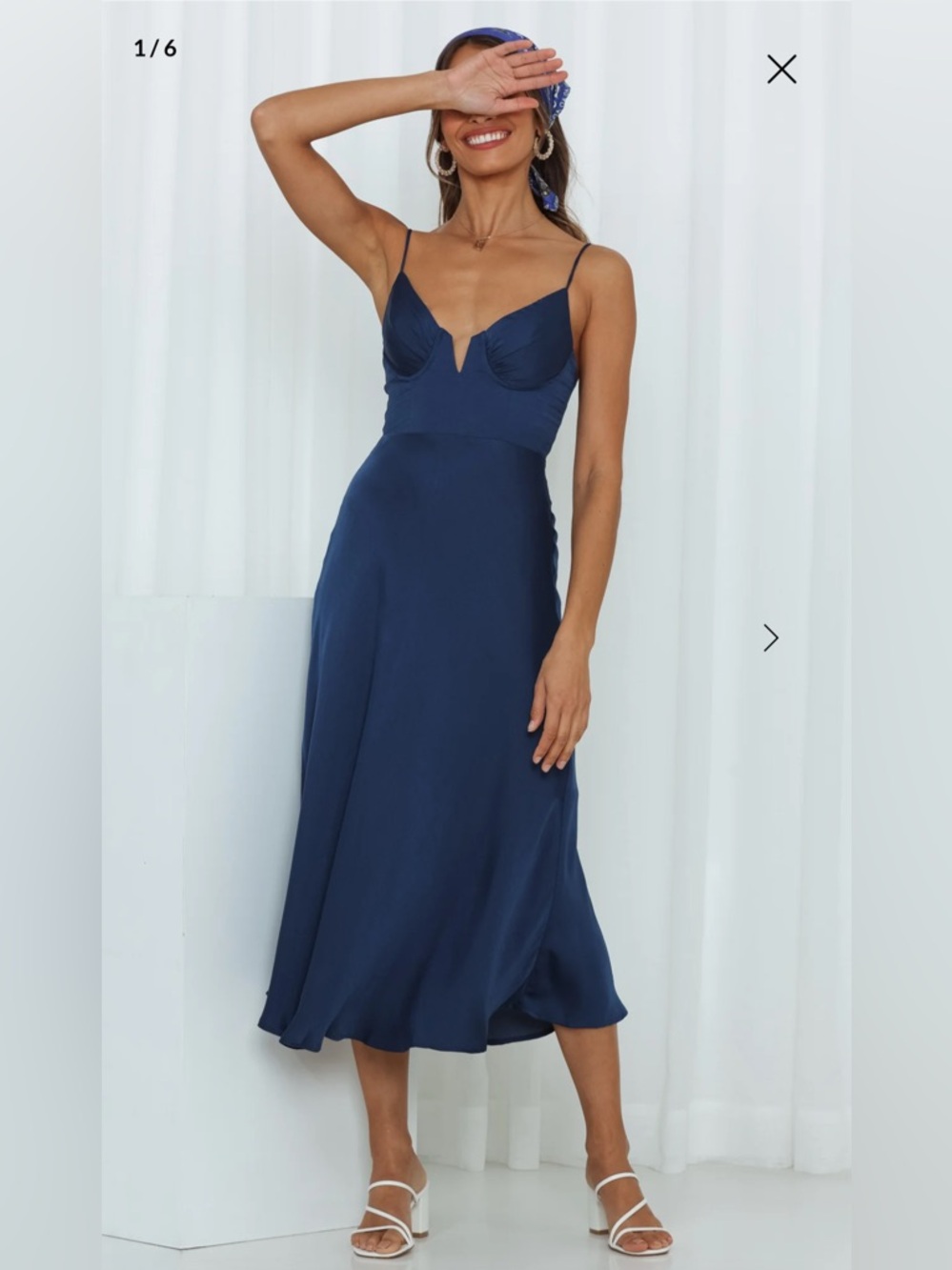HELLO MOLLY PRIVATE KISS MIDI DRESS NAVY